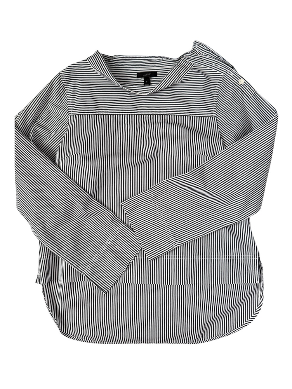 J.Crew Funnelneck Shirt Black White Stripe Size 8